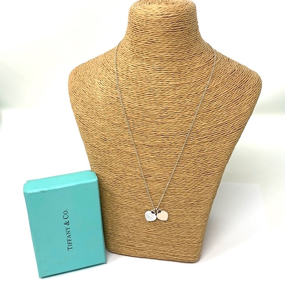 Authentic Tiffany & CO. Return To Mini Double Heart Necklace. - Picture 3 of 9